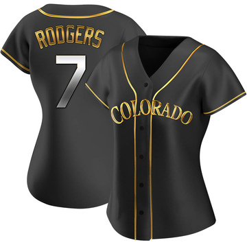 Replica Brendan Rodgers Women's Colorado Rockies Black Golden Alternate Jersey